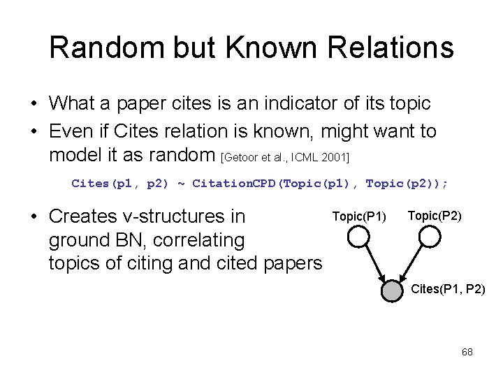 Random but Known Relations • What a paper cites is an indicator of its