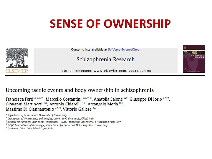 SENSE OF OWNERSHIP 