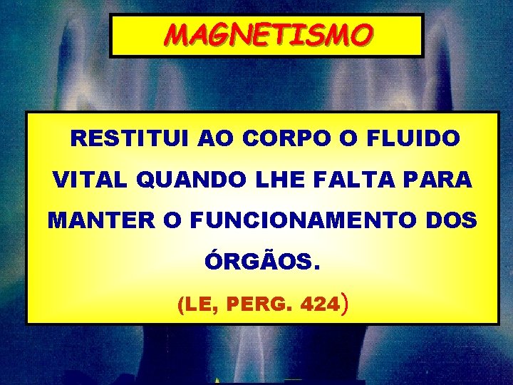 MAGNETISMO RESTITUI AO CORPO O FLUIDO VITAL QUANDO LHE FALTA PARA MANTER O FUNCIONAMENTO