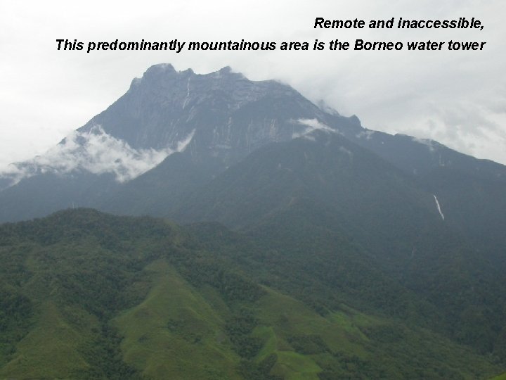 Remote and inaccessible, This predominantly mountainous area is the Borneo water tower 