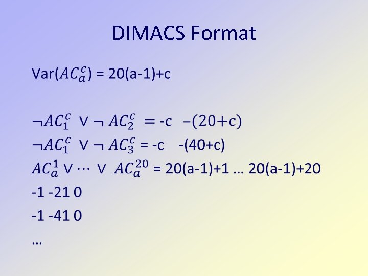 DIMACS Format 