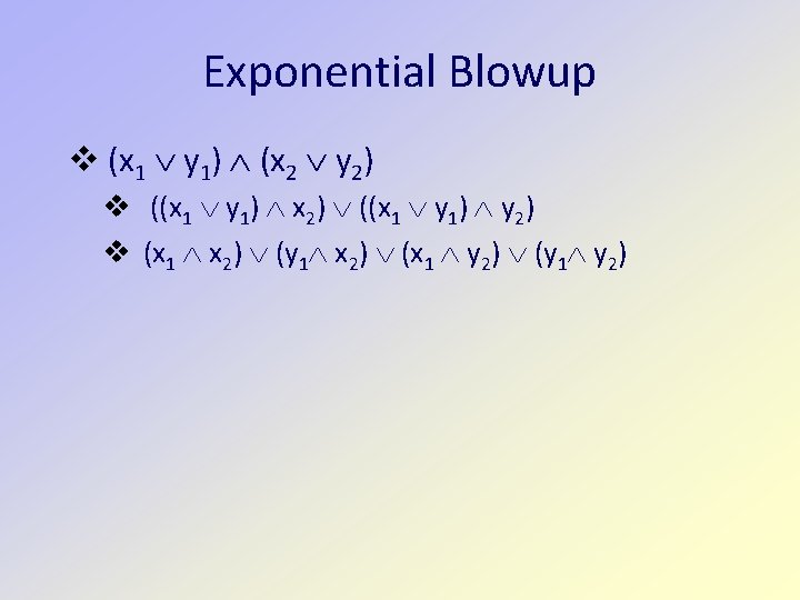 Exponential Blowup v (x 1 y 1) (x 2 y 2) v ((x 1