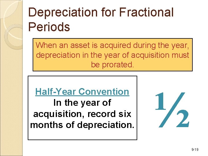 Depreciation for Fractional Periods When an asset is acquired during the year, depreciation in