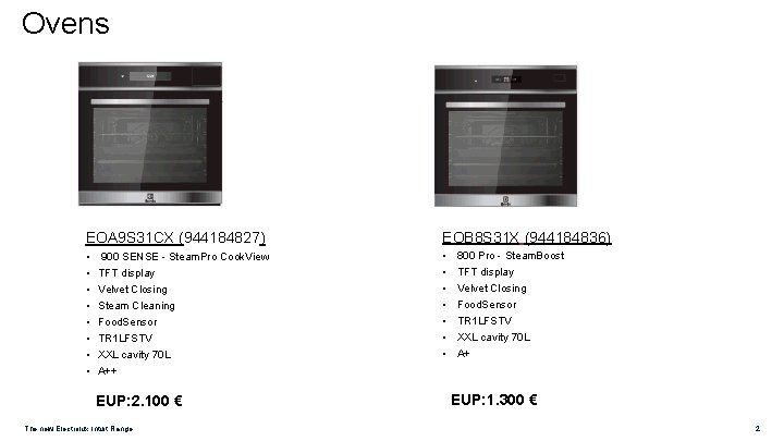 Ovens EOA 9 S 31 CX (944184827) EOB 8 S 31 X (944184836) •