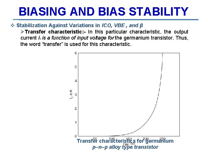 BIASING AND BIAS STABILITY v Stabilization Against Variations in ICO, VBE , and β