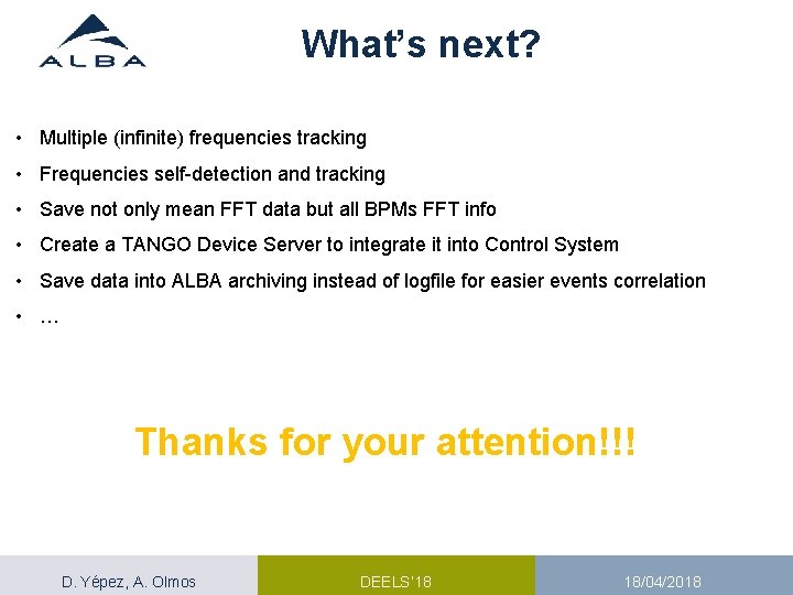What’s next? • Multiple (infinite) frequencies tracking • Frequencies self-detection and tracking • Save What’s next? • Multiple (infinite) frequencies tracking • Frequencies self-detection and tracking • Save