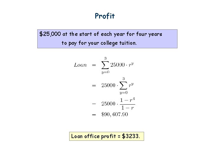 Profit $25, 000 at the start of each year four years to pay for
