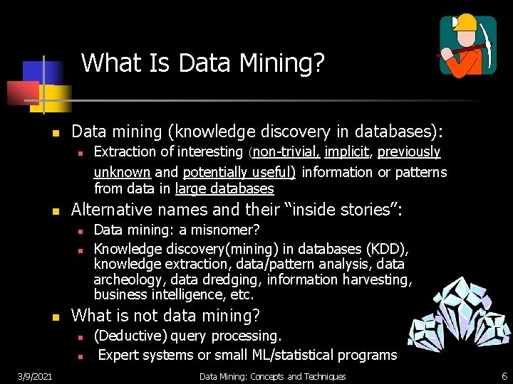 What Is Data Mining? n Data mining (knowledge discovery in databases): n n Alternative