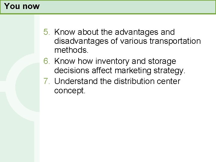 You now 5. Know about the advantages and disadvantages of various transportation methods. 6.