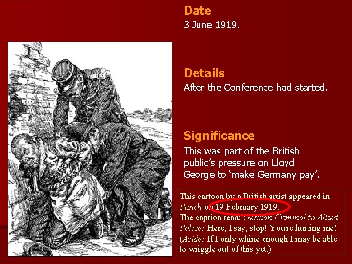 Date 3 June 1919. Details After the Conference had started. Significance This was part