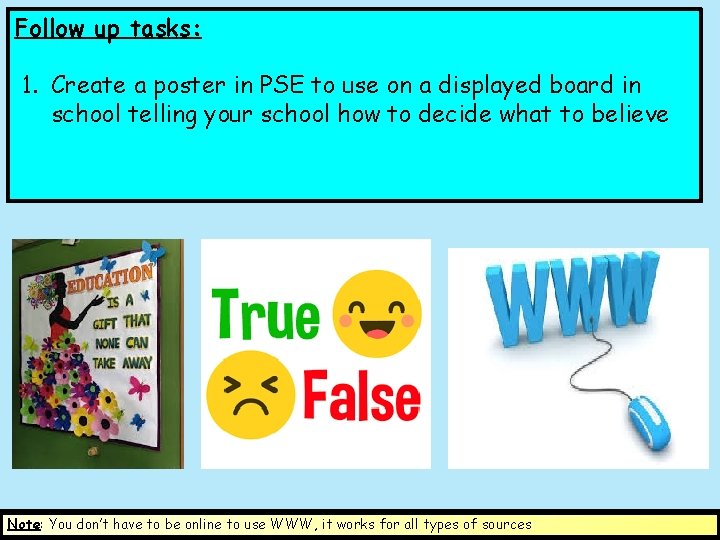 Follow up tasks: 1. Create a poster in PSE to use on a displayed Follow up tasks: 1. Create a poster in PSE to use on a displayed
