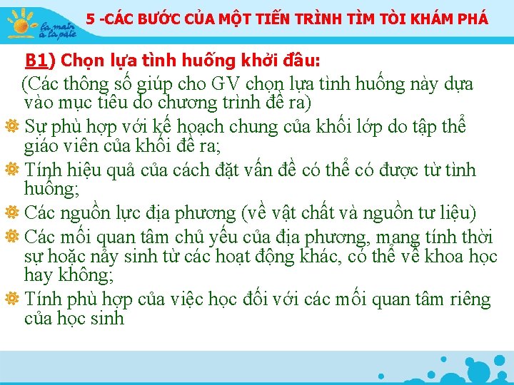  5 -CÁC BƯỚC CỦA MỘT TIẾN TRÌNH TÌM TÒI KHÁM PHÁ B 1)