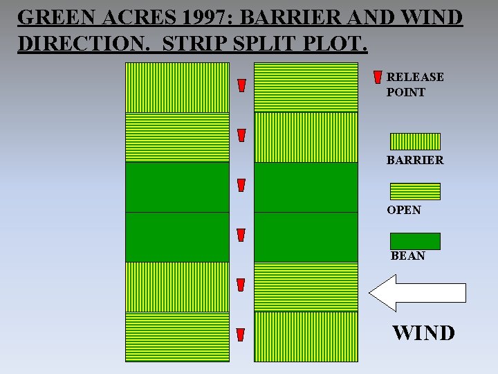 GREEN ACRES 1997: BARRIER AND WIND DIRECTION. STRIP SPLIT PLOT. RELEASE POINT BARRIER OPEN