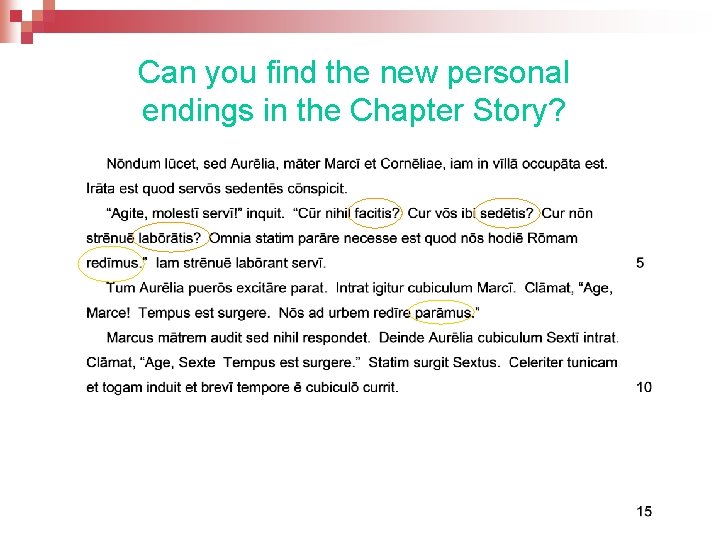 Can you find the new personal endings in the Chapter Story? 