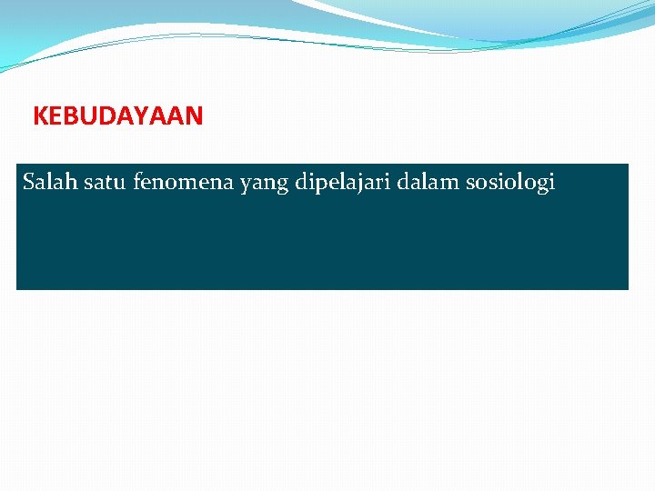 KEBUDAYAAN Salah satu fenomena yang dipelajari dalam sosiologi KEBUDAYAAN Salah satu fenomena yang dipelajari dalam sosiologi