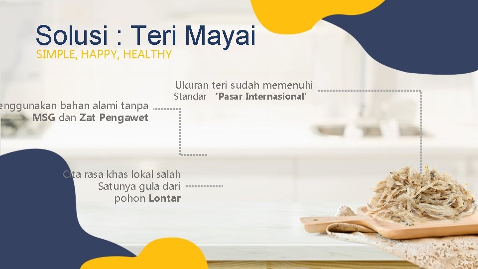 Solusi : Teri Mayai SIMPLE, HAPPY, HEALTHY Ukuran teri sudah memenuhi enggunakan bahan alami