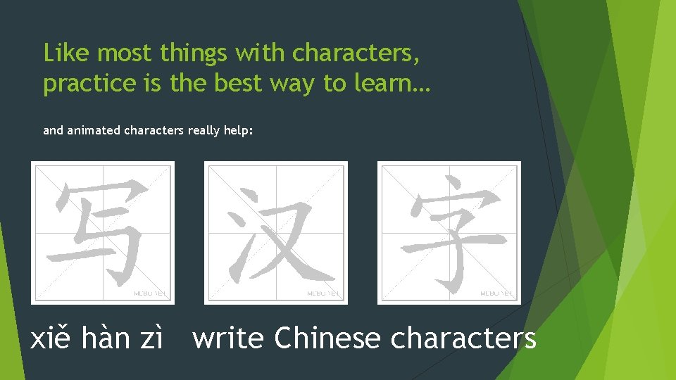 Like most things with characters, practice is the best way to learn… and animated