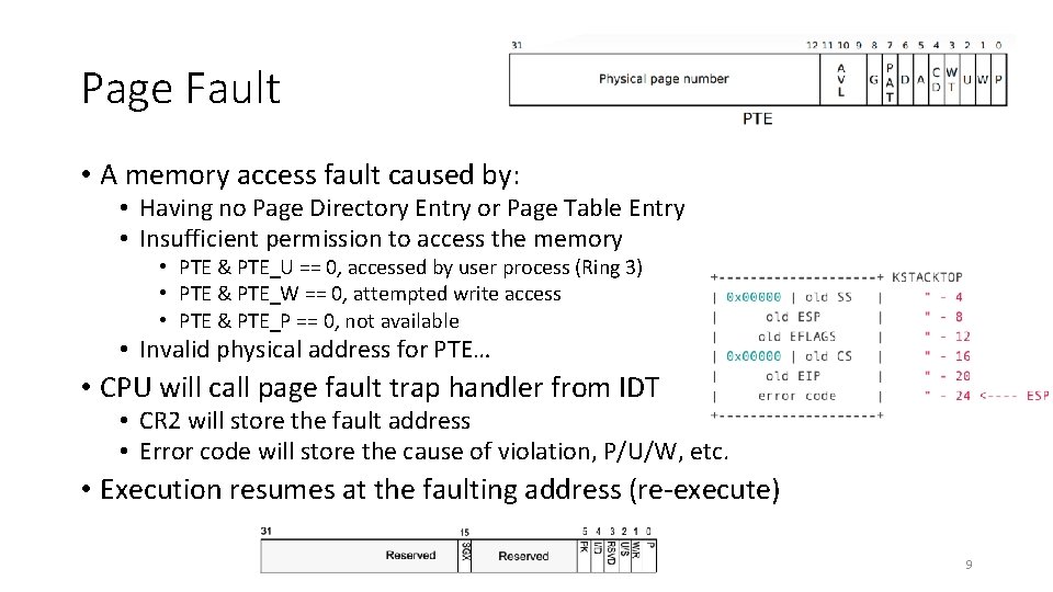 Page Fault • A memory access fault caused by: • Having no Page Directory