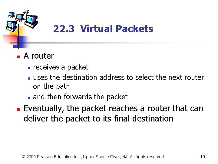 22. 3 Virtual Packets n A router n n receives a packet uses the