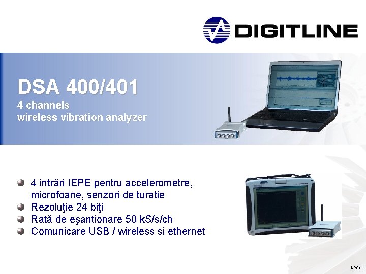 DSA 400/401 4 channels wireless vibration analyzer 4 intrări IEPE pentru accelerometre, microfoane, senzori