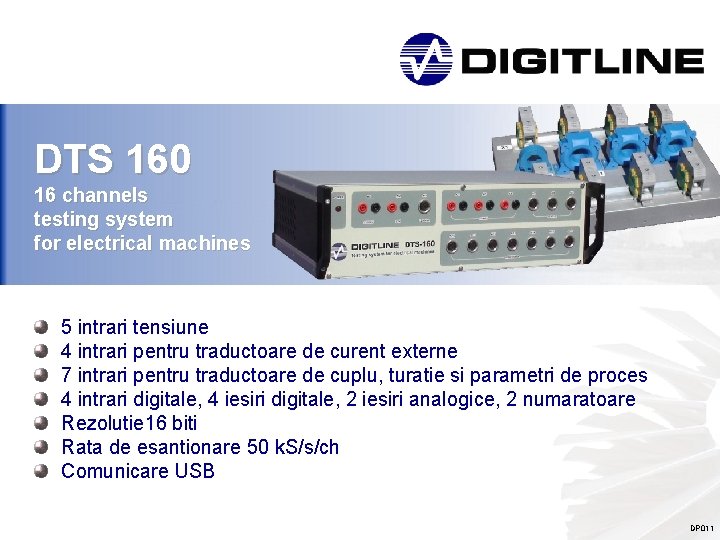 DTS 160 16 channels testing system for electrical machines 5 intrari tensiune 4 intrari