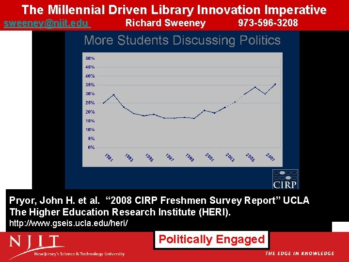 The Millennial Driven Library Innovation Imperative sweeney@njit. edu Richard Sweeney 973 -596 -3208 Pryor,