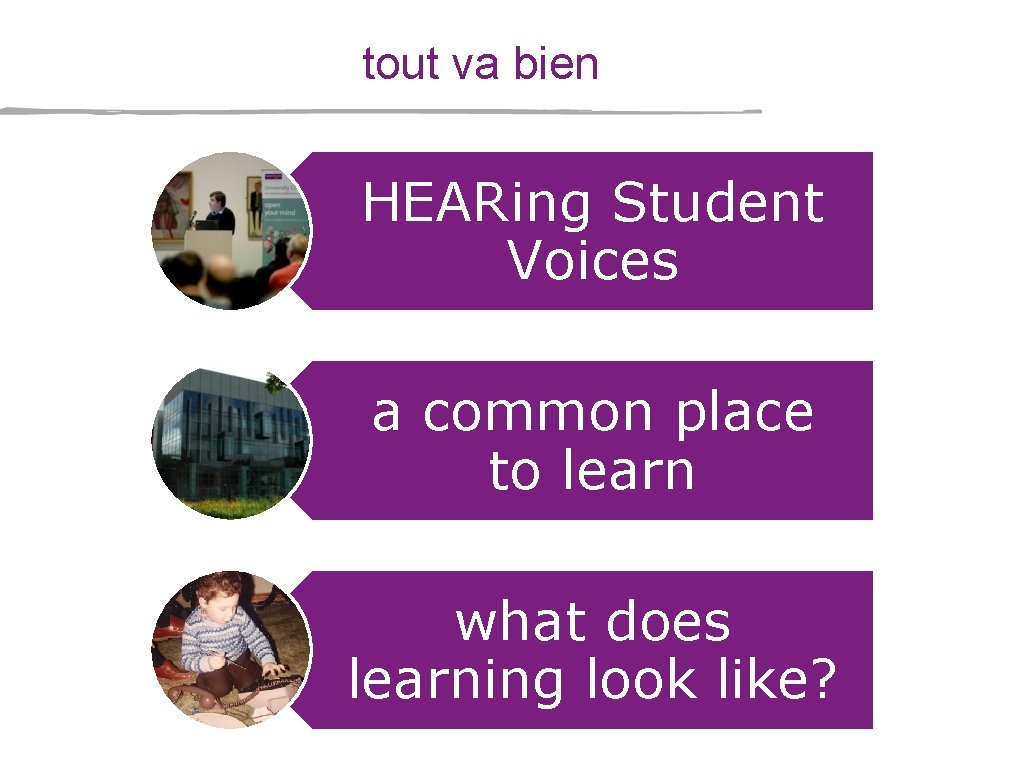 tout va bien HEARing Student Voices a common place to learn what does learning