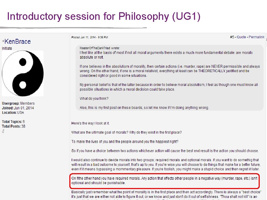 Introductory session for Philosophy (UG 1) 