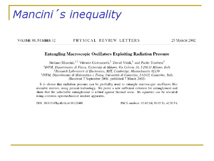 Mancini´s inequality 