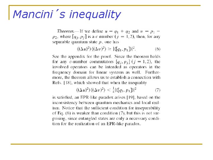 Mancini´s inequality 
