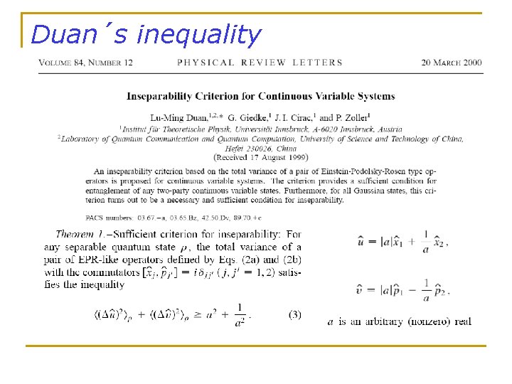Duan´s inequality 
