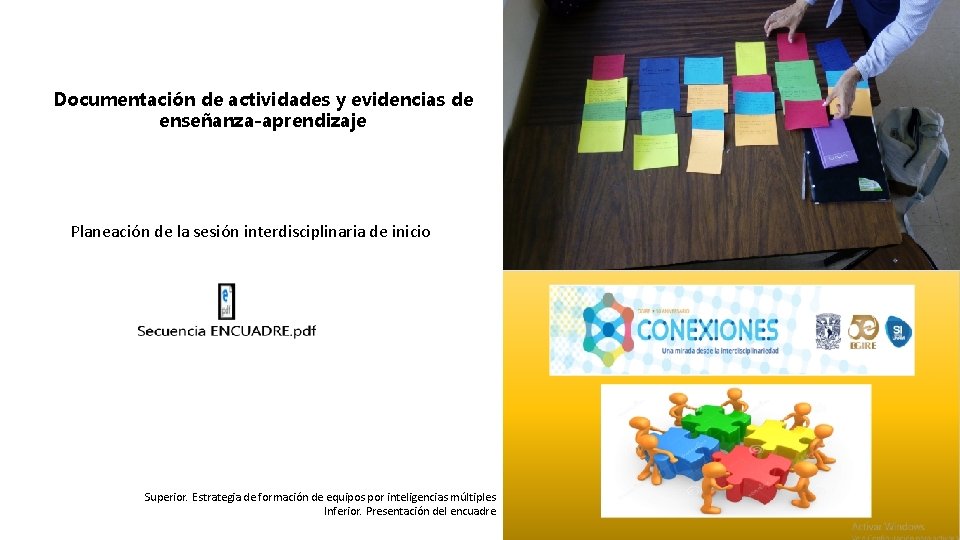 Documentación de actividades y evidencias de enseñanza-aprendizaje Planeación de la sesión interdisciplinaria de inicio