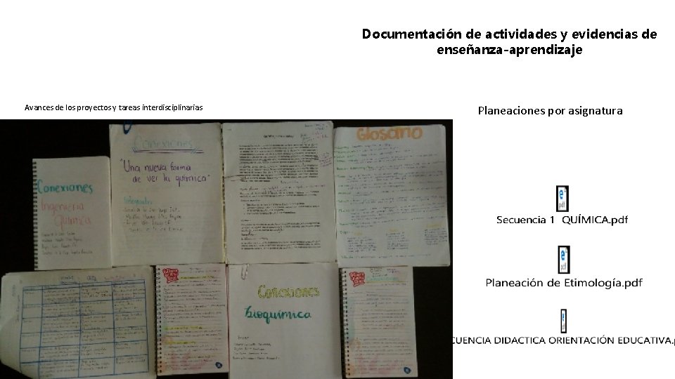 Documentación de actividades y evidencias de enseñanza-aprendizaje Avances de los proyectos y tareas interdisciplinarias