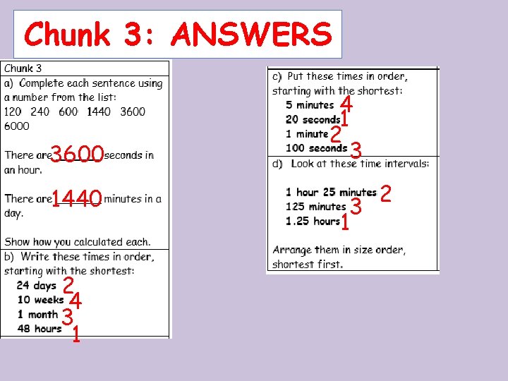 Chunk 3: ANSWERS 3600 1440 2 4 3 1 4 1 2 3 3