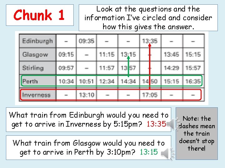 Chunk 1 Look at the questions and the information I’ve circled and consider how