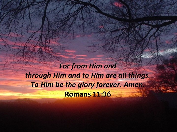 For from Him and through Him and to Him are all things. To Him