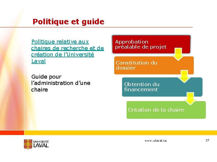 Politique et guide Politique relative aux chaires de recherche et de création de l’Université