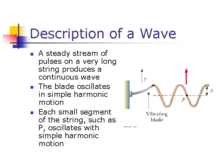 Description of a Wave n n n A steady stream of pulses on a