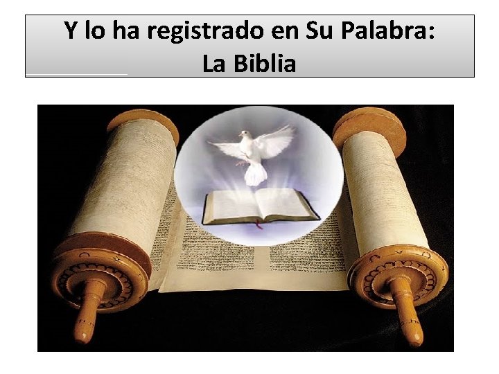 Y lo ha registrado en Su Palabra: La Biblia 