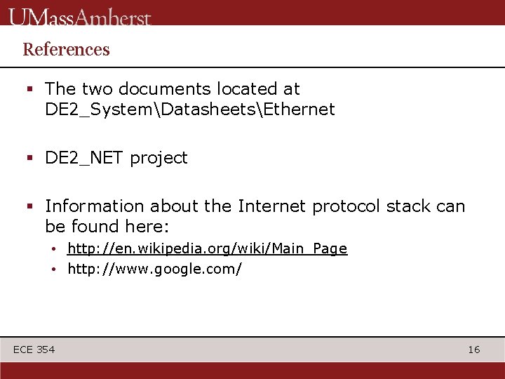 References § The two documents located at DE 2_SystemDatasheetsEthernet § DE 2_NET project §
