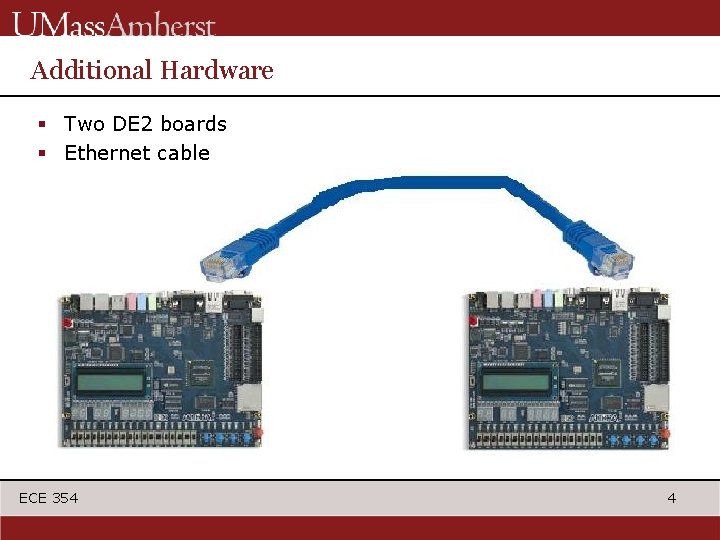 Additional Hardware § Two DE 2 boards § Ethernet cable ECE 354 4 