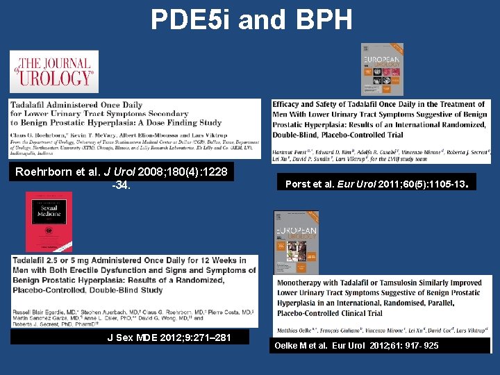 PDE 5 i and BPH Roehrborn et al. J Urol 2008; 180(4): 1228 -34.