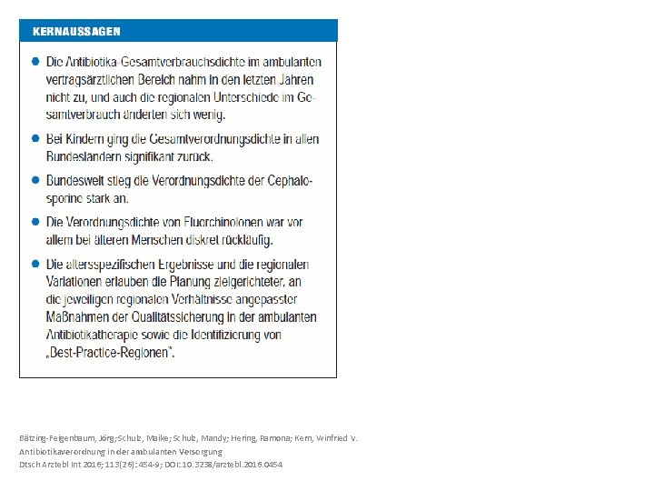 Bätzing-Feigenbaum, Jörg; Schulz, Maike; Schulz, Mandy; Hering, Ramona; Kern, Winfried V. Antibiotikaverordnung in der