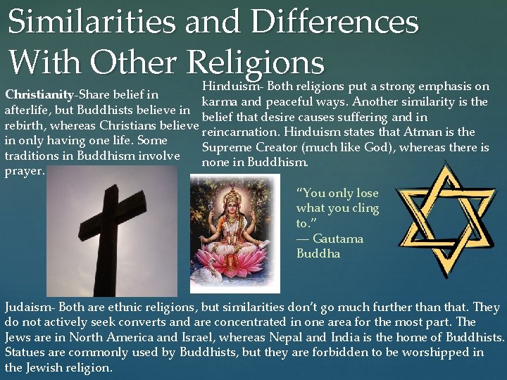 Similarities and Differences With Other Religions Hinduism- Both religions put a strong emphasis on