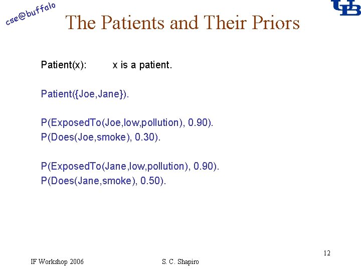 alo @ cse f buf The Patients and Their Priors Patient(x): x is a