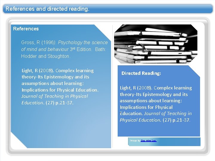 References and directed reading. References Gross, R (1996). Psychology the science of mind and