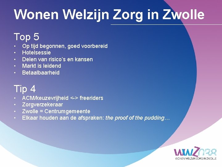 Wonen Welzijn Zorg in Zwolle Top 5 • • • Op tijd begonnen, goed