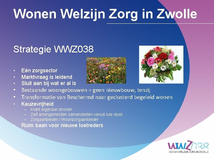 Wonen Welzijn Zorg in Zwolle Strategie WWZ 038 • • • Eén zorgsector Marktvraag