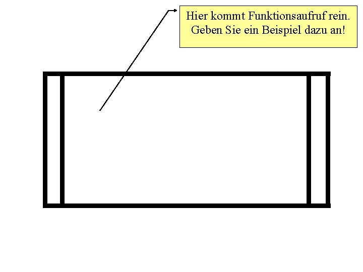 Hier kommt Funktionsaufruf rein. Geben Sie ein Beispiel dazu an! 