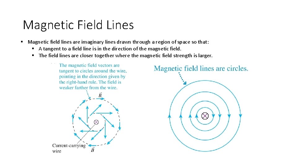 Magnetic Field Lines § Magnetic field lines are imaginary lines drawn through a region